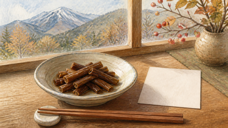 みなかみのきゃらぶきと山里料理を味わう生成ビジュアル
