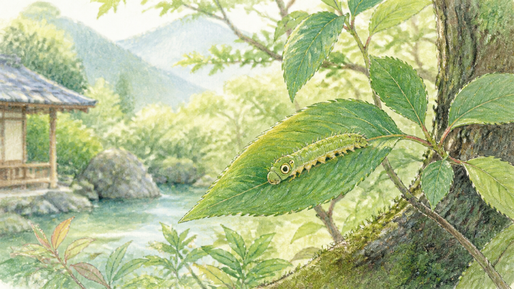 目のように見える虫の模様を離れて観察する生成ビジュアル
