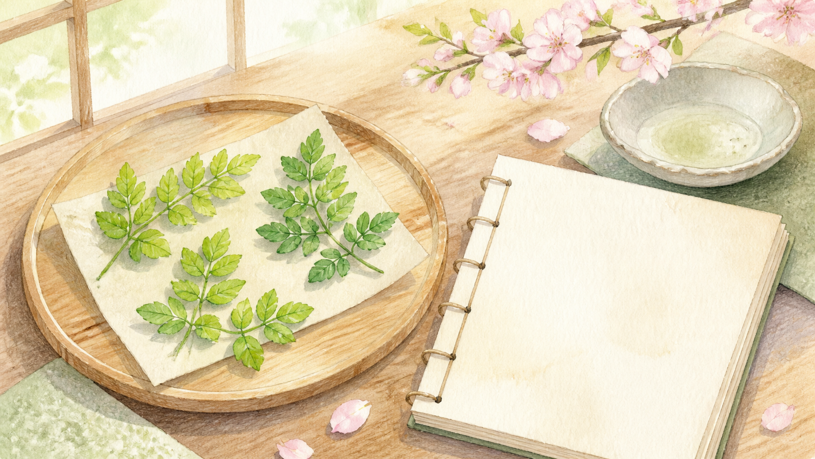 山椒の木の芽と季節料理の食文化を表す生成ビジュアル