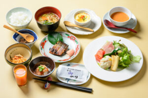 猿ヶ京温泉の旅籠屋丸一で提供する和朝食の一例