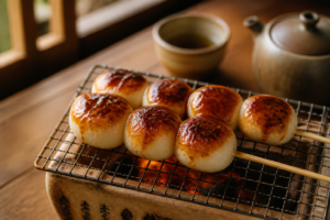 甘じょっぱい味噌だれを塗って炭火で焼く群馬名物の焼きまんじゅう