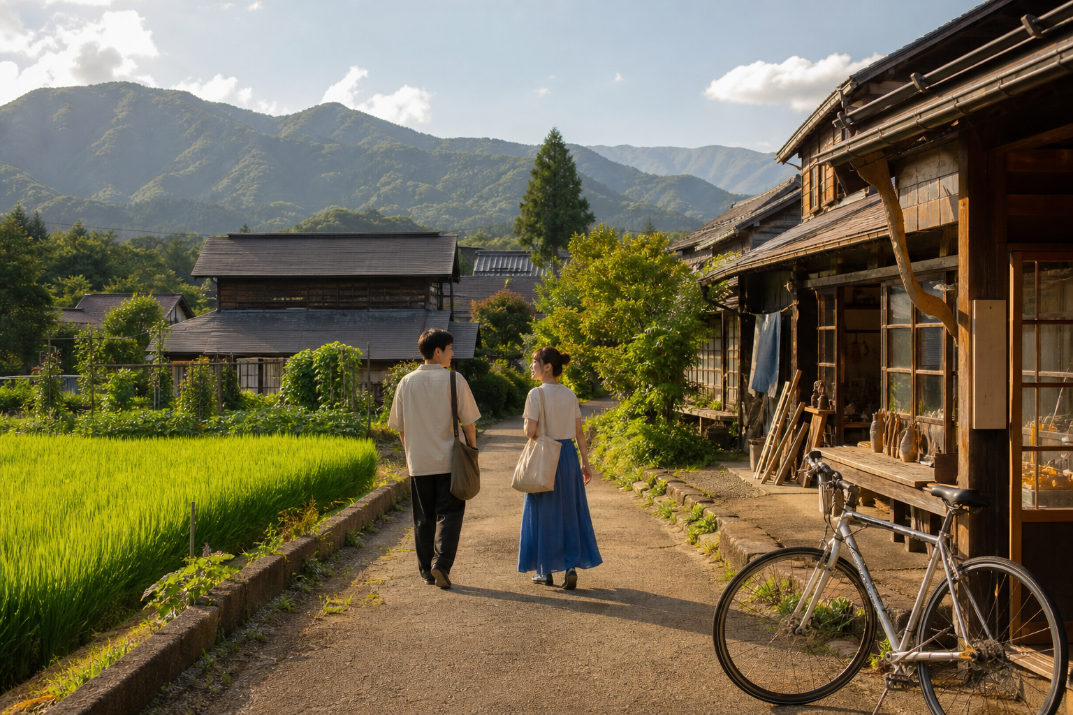 里山の道と木造家屋を歩くみなかみ町観光のイメージ