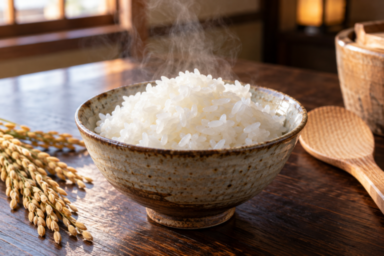 旅籠屋丸一の新米を思わせる湯気の立つ炊きたてご飯の利用イメージ